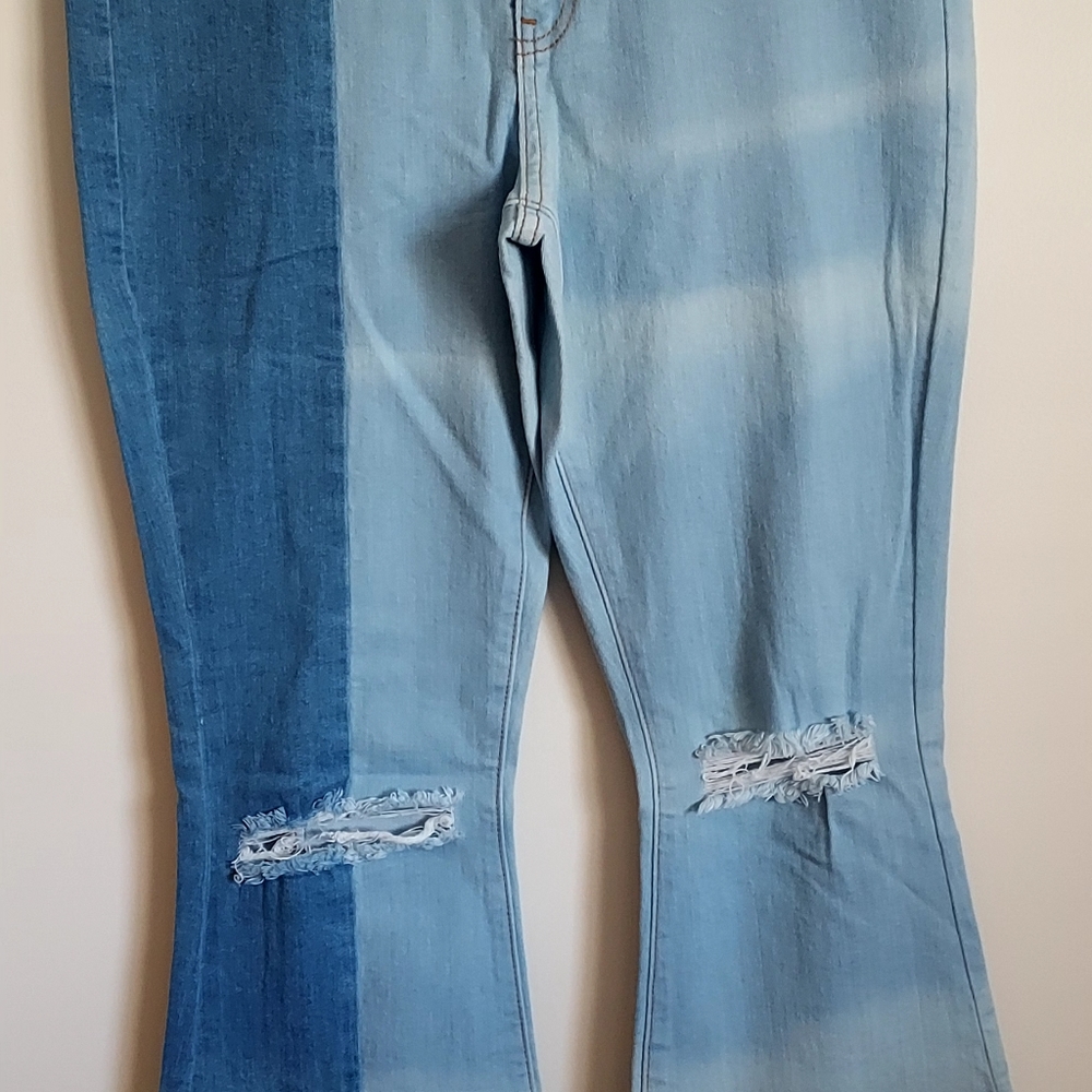 Patchwork Bell Bottom Jeans. - image 3